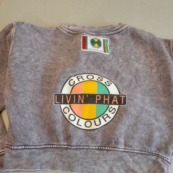Cross Colours Livin' Phat washed out crop sweatshirt XS - Picture 6 of 7